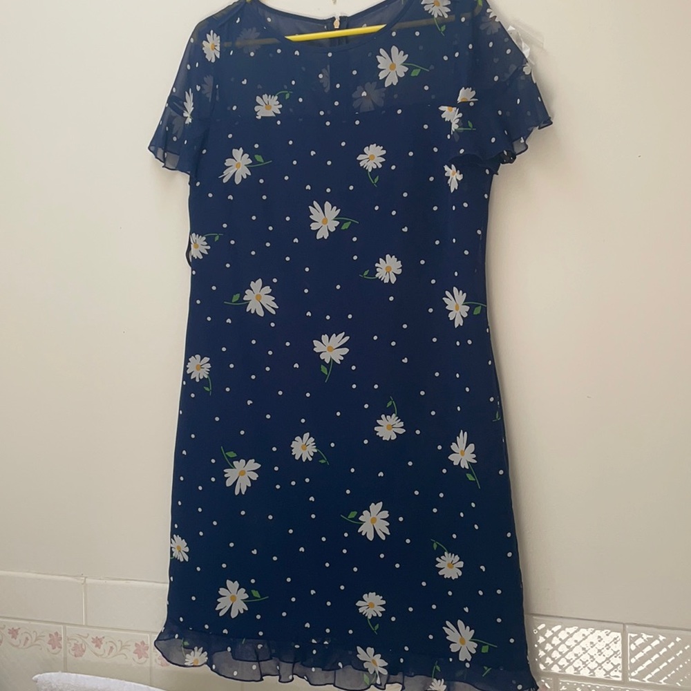 Karl Lagerfeld blue dress daisy dot print Sz 10
